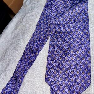 Calvin Klein Bluish Purple and Gold Patterned Tie
